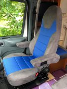 Potahy do karavanu, obytného vozu - Eco alcantara šedá+modrá